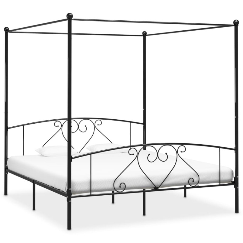vidaXL Himmelbett-Gestell Schwarz Metall 200 x 200 cm vidaXL Himmelbett-Gestell Schwarz Metall 200 x 200 cm