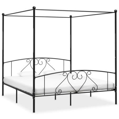 vidaXL Himmelbett-Gestell Schwarz Metall 200 x 200 cm 