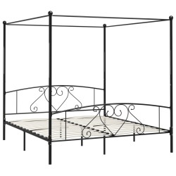 vidaXL Himmelbett-Gestell Schwarz Metall 200 x 200 cm 