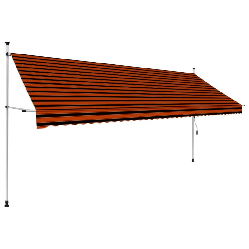 vidaXL Einziehbare Markise Handbetrieben 400 cm Orange und Braun vidaXL Einziehbare Markise Handbetrieben 400 cm Orange und Braun