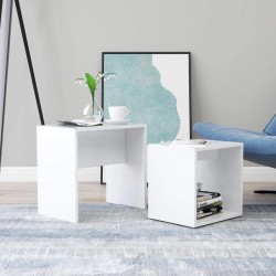 vidaXL Couchtisch-Set Hochglanz-Weiß 48x30x45 cm Holzwerkstoff
