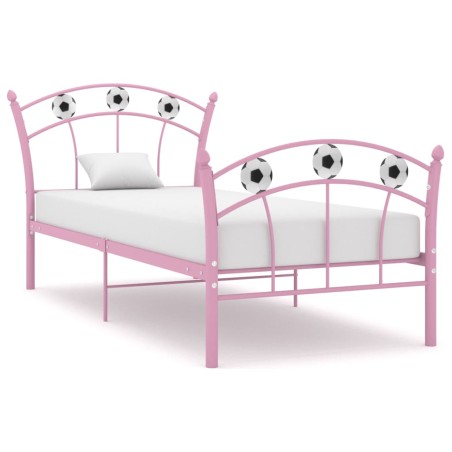 vidaXL Einzelbett mit Fußball-Design Rosa Metall 90x200 cm