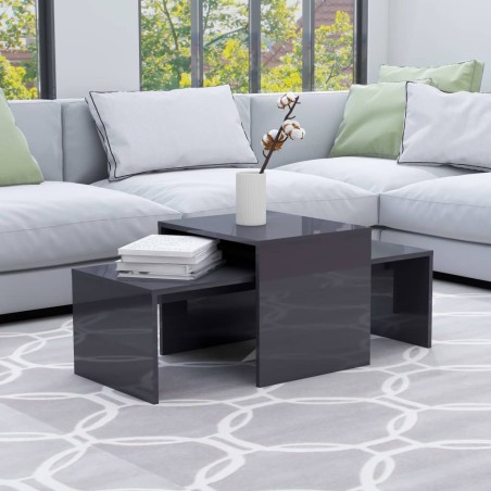 vidaXL Couchtisch-Set Hochglanz-Grau 100x48x40 cm Holzwerkstoff