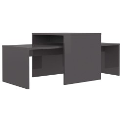 vidaXL Couchtisch-Set Hochglanz-Grau 100x48x40 cm Holzwerkstoff