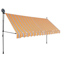 vidaXL Einziehbare Markise Handbetrieben mit LED 400 cm Gelb und Blau
