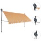 vidaXL Einziehbare Markise Handbetrieben mit LED 400 cm Gelb und Blau vidaXL Einziehbare Markise Handbetrieben mit LED 400 cm Gelb und Blau
