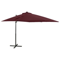 vidaXL Ampelschirm mit Mast und LED-Beleuchtung Bordeauxrot 250 cm