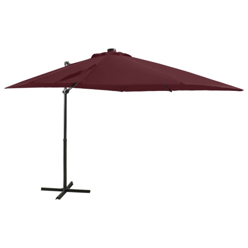 vidaXL Ampelschirm mit Mast und LED-Beleuchtung Bordeauxrot 250 cm vidaXL Ampelschirm mit Mast und LED-Beleuchtung Bordeauxrot 250 cm