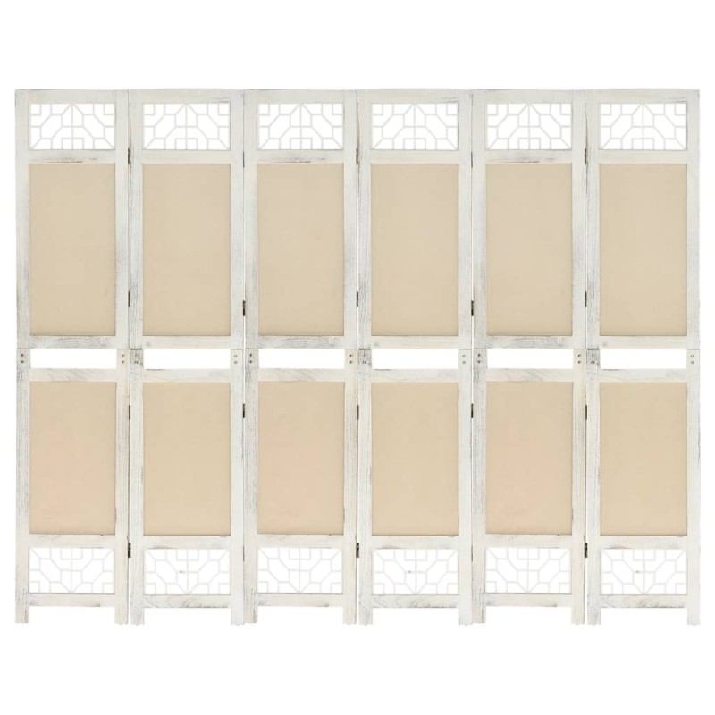 vidaXL 6-tlg. Raumteiler Creme 210x165 cm Stoff vidaXL 6-tlg. Raumteiler Creme 210x165 cm Stoff