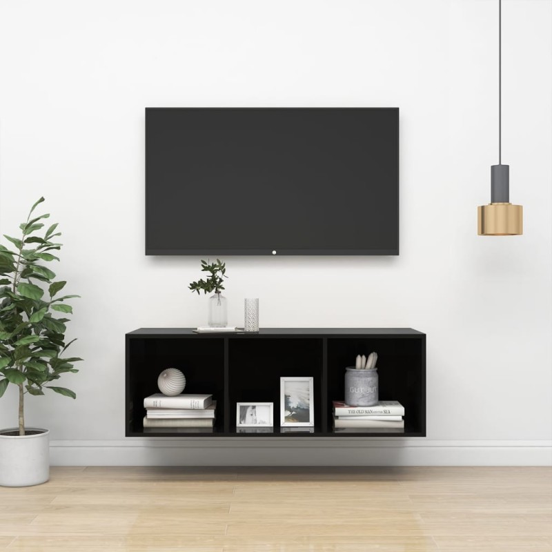 vidaXL TV-Wandschrank Hochglanz-Schwarz 37x37x107 cm Holzwerkstoff vidaXL TV-Wandschrank Hochglanz-Schwarz 37x37x107 cm Holzwerkstoff