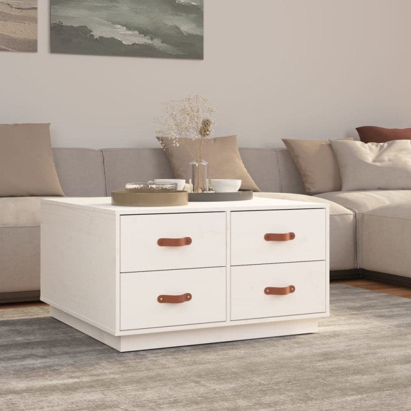 vidaXL Couchtisch Weiß 80x80x45 cm Massivholz Kiefer vidaXL Couchtisch Weiß 80x80x45 cm Massivholz Kiefer