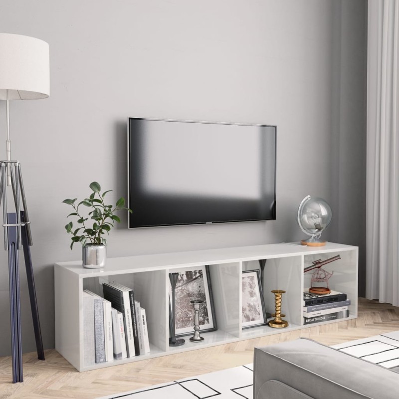 vidaXL Bücherregal/TV-Schrank Hochglanz-Weiß 143×30×36 cm vidaXL Bücherregal/TV-Schrank Hochglanz-Weiß 143×30×36 cm