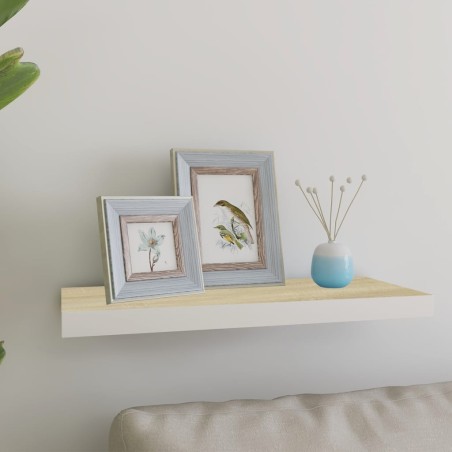 vidaXL Schweberegal Eichen-Optik und Weiß 60x23,5x3,8 cm MDF