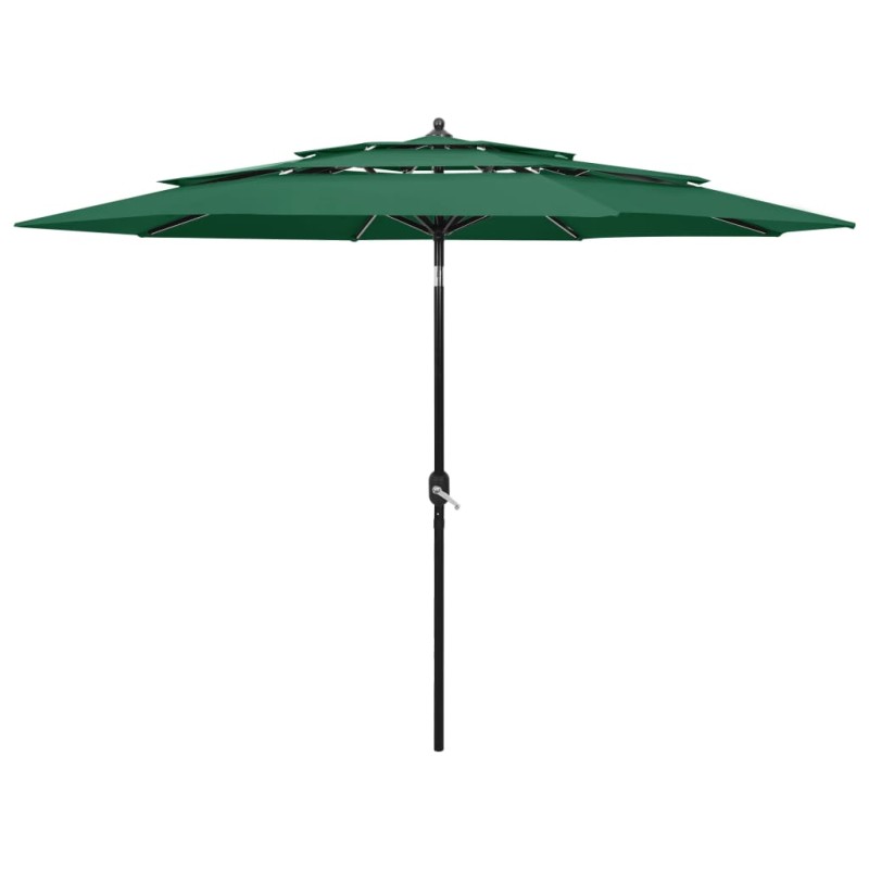 vidaXL Sonnenschirm mit Aluminium-Mast 3-lagig Grün 3 m vidaXL Sonnenschirm mit Aluminium-Mast 3-lagig Grün 3 m