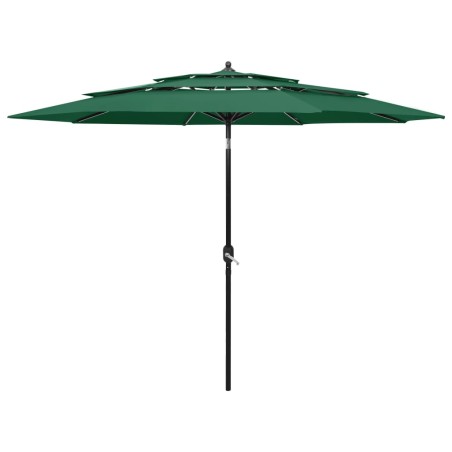 vidaXL Sonnenschirm mit Aluminium-Mast 3-lagig Grün 3 m