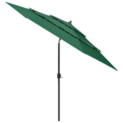 vidaXL Sonnenschirm mit Aluminium-Mast 3-lagig Grün 3 m
