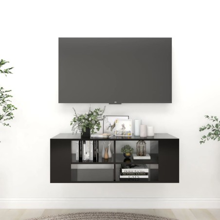 vidaXL TV-Wandschrank Schwarz 102x35x35 cm Holzwerkstoff