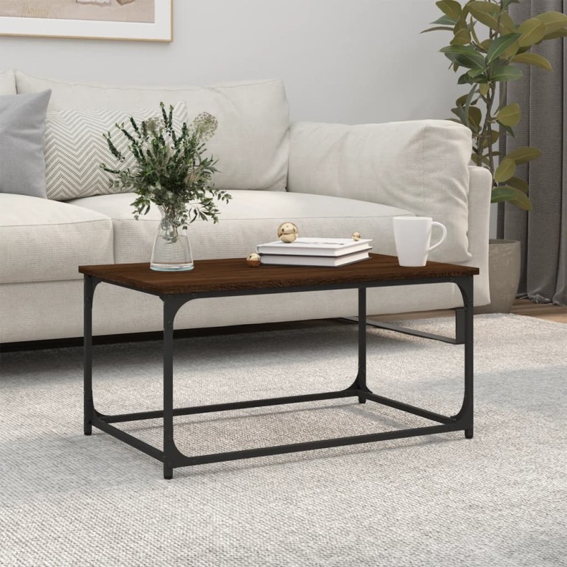 vidaXL Couchtisch Braun Eichen-Optik 80x50x40 cm Holzwerkstoff Eisen vidaXL Couchtisch Braun Eichen-Optik 80x50x40 cm Holzwerkstoff Eisen