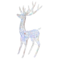 vidaXL LED-Rentier XXL Acryl Weihnachtsdeko 250 LED 180 cm Mehrfarbig