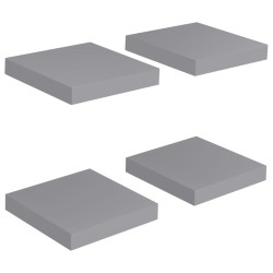 vidaXL Schwebende Wandregale 4 Stk. Grau 23x23,5x3,8cm MDF 