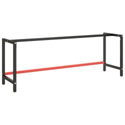 vidaXL Werkbankgestell Mattschwarz und Mattrot 220x57x79 cm Metall