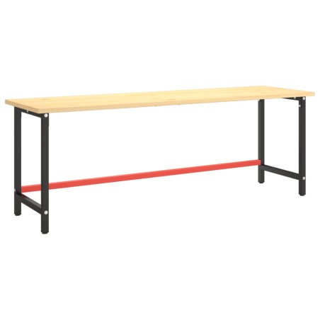 vidaXL Werkbankgestell Mattschwarz und Mattrot 220x57x79 cm Metall