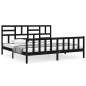vidaXL Massivholzbett mit Kopfteil Schwarz 200x200 cm vidaXL Massivholzbett mit Kopfteil Schwarz 200x200 cm