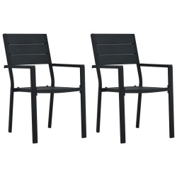 vidaXL Gartenstühle 2 Stk. Schwarz HDPE Holz-Optik 