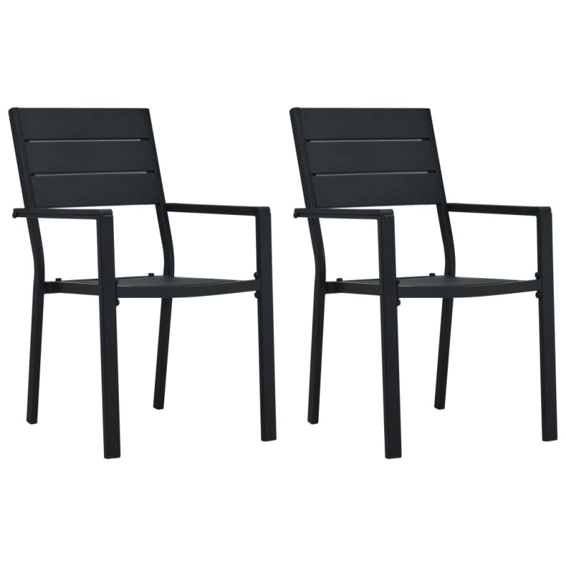 vidaXL Gartenstühle 2 Stk. Schwarz HDPE Holz-Optik vidaXL Gartenstühle 2 Stk. Schwarz HDPE Holz-Optik