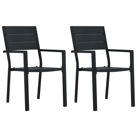 vidaXL Gartenstühle 2 Stk. Schwarz HDPE Holz-Optik 
