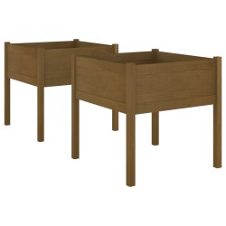 vidaXL Pflanzkübel 2 Stk. Honigbraun 70x70x70 cm Massivholz Kiefer