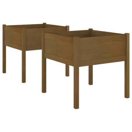 vidaXL Pflanzkübel 2 Stk. Honigbraun 70x70x70 cm Massivholz Kiefer