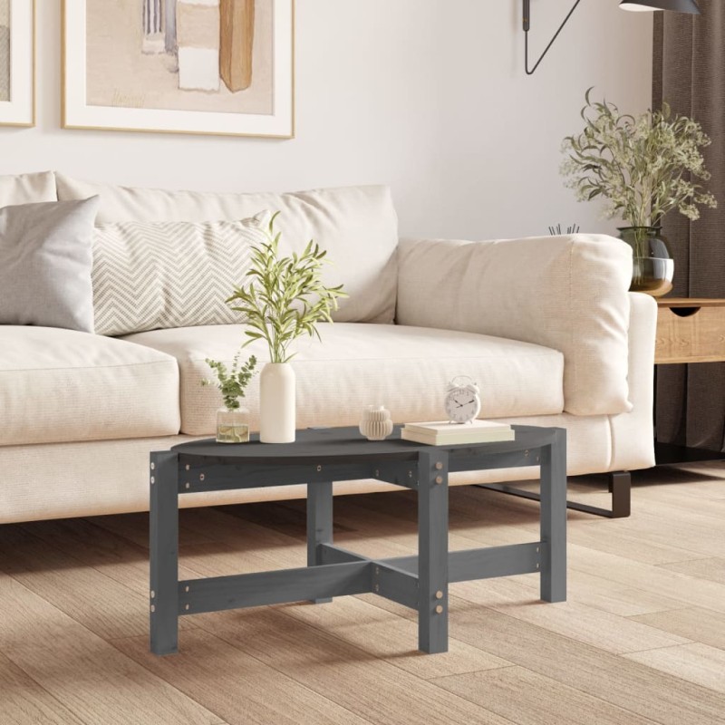 vidaXL Couchtisch Grau 87x48x35 cm Massivholz Kiefer vidaXL Couchtisch Grau 87x48x35 cm Massivholz Kiefer
