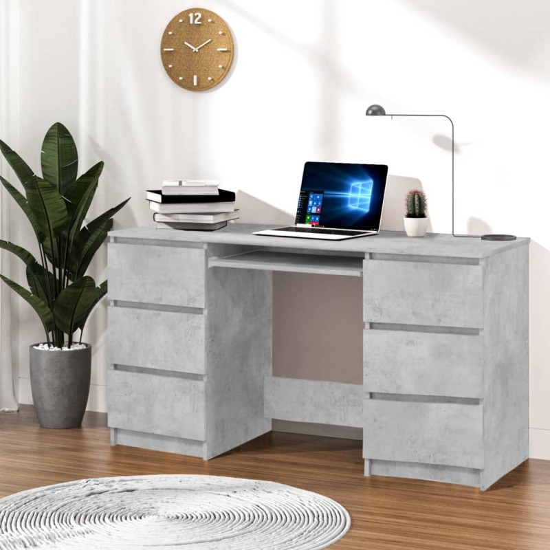vidaXL Schreibtisch Betongrau 140x50x77 cm Holzwerkstoff vidaXL Schreibtisch Betongrau 140x50x77 cm Holzwerkstoff