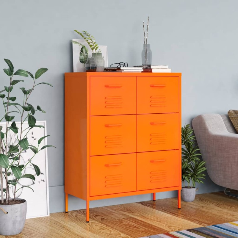 vidaXL Schubladenschrank Orange 80x35x101,5 cm Stahl vidaXL Schubladenschrank Orange 80x35x101,5 cm Stahl