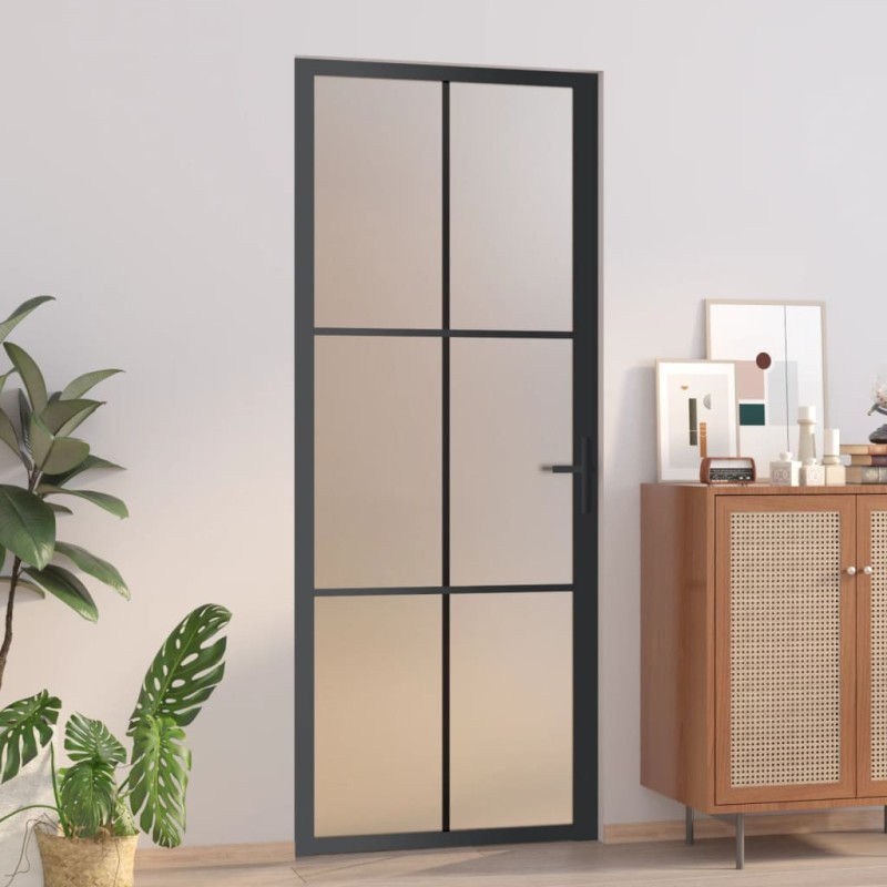 vidaXL Innentür 83x201,5 cm Schwarz Mattglas und Aluminium vidaXL Innentür 83x201,5 cm Schwarz Mattglas und Aluminium