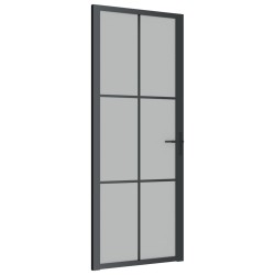 vidaXL Innentür 83x201,5 cm Schwarz Mattglas und Aluminium
