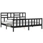vidaXL Massivholzbett mit Kopfteil Schwarz 200x200 cm vidaXL Massivholzbett mit Kopfteil Schwarz 200x200 cm