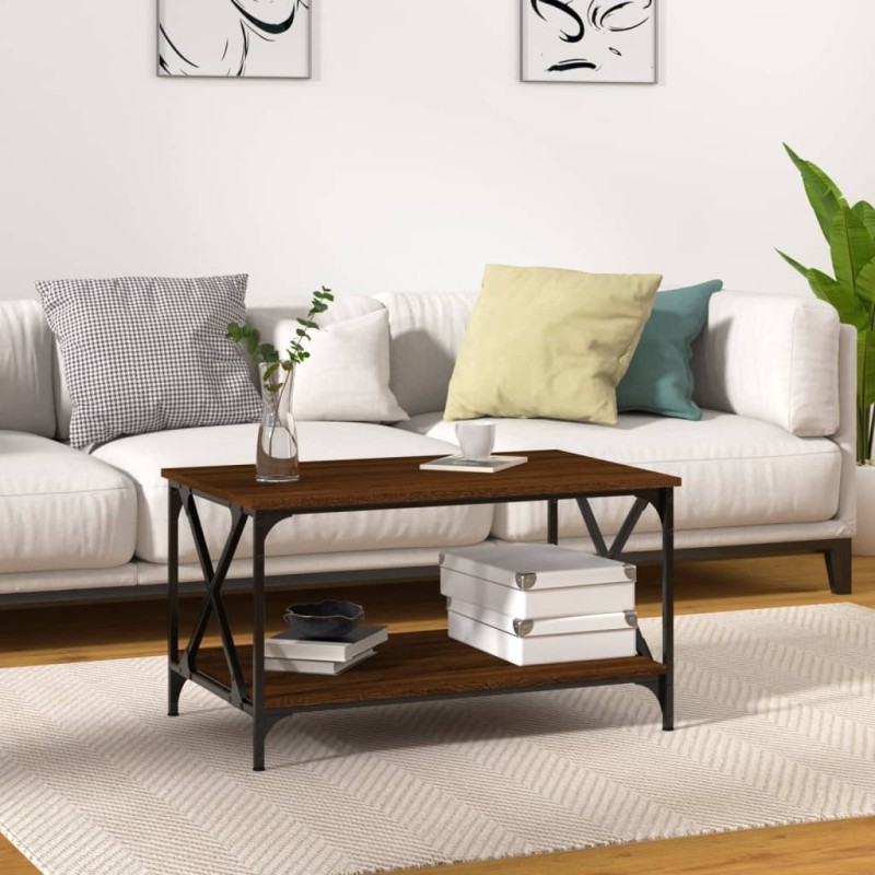 vidaXL Couchtisch Braun Eichen-Optik 80x50x45 cm Holzwerkstoff Eisen vidaXL Couchtisch Braun Eichen-Optik 80x50x45 cm Holzwerkstoff Eisen