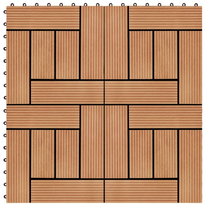 vidaXL Terrassenfliesen 11 Stück WPC 30 x 30 cm 1 qm Teakholzfarbe vidaXL Terrassenfliesen 11 Stück WPC 30 x 30 cm 1 qm Teakholzfarbe