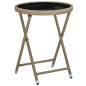 vidaXL Beistelltisch Beige 60 cm Poly Rattan und Hartglas vidaXL Beistelltisch Beige 60 cm Poly Rattan und Hartglas