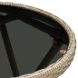 vidaXL Beistelltisch Beige 60 cm Poly Rattan und Hartglas vidaXL Beistelltisch Beige 60 cm Poly Rattan und Hartglas