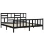 vidaXL Massivholzbett mit Kopfteil Schwarz 200x200 cm vidaXL Massivholzbett mit Kopfteil Schwarz 200x200 cm