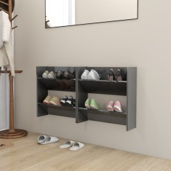 vidaXL Wand-Schuhschränke 2 Stk. Hochglanz-Grau 60x18x60cm