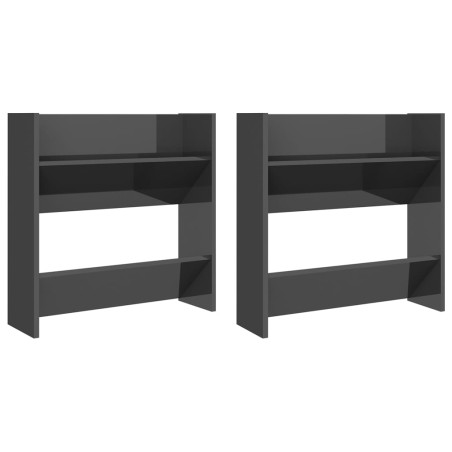 vidaXL Wand-Schuhschränke 2 Stk. Hochglanz-Grau 60x18x60cm