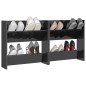 vidaXL Wand-Schuhschränke 2 Stk. Hochglanz-Grau 60x18x60cm