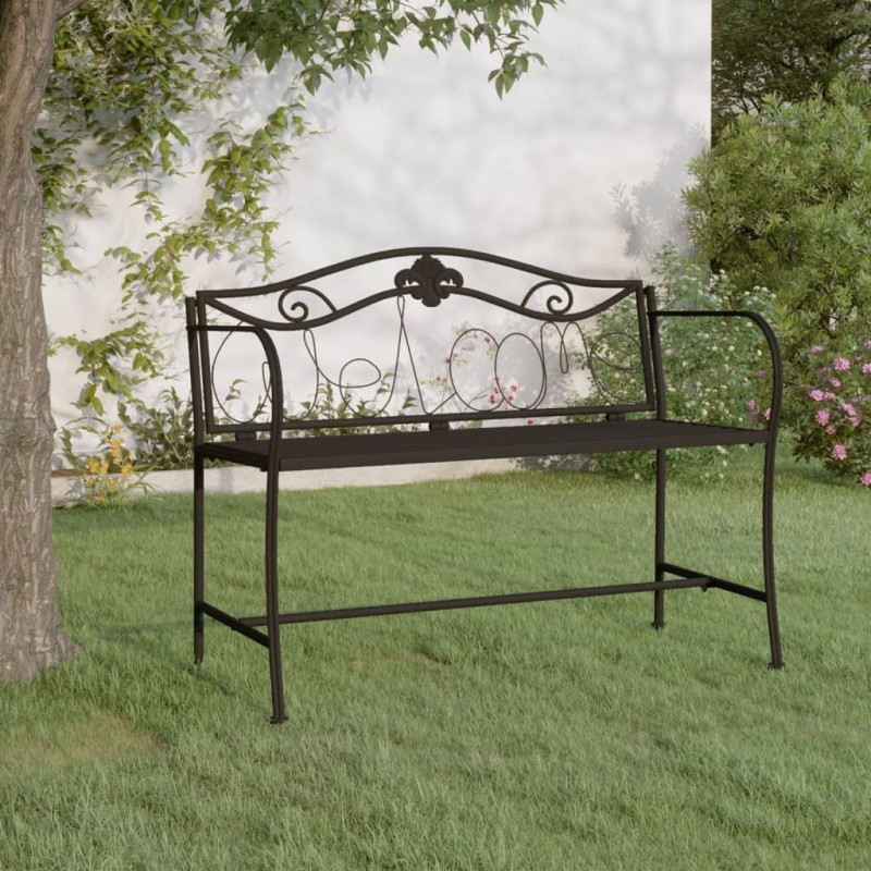 vidaXL 2-Sitzer-Gartenbank 104 cm Schwarz Stahl vidaXL 2-Sitzer-Gartenbank 104 cm Schwarz Stahl