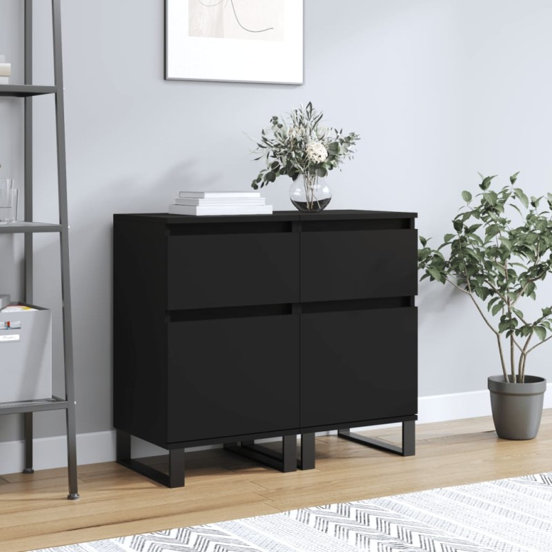 vidaXL Sideboards 2 Stk. Schwarz 40x35x70 cm Holzwerkstoff vidaXL Sideboards 2 Stk. Schwarz 40x35x70 cm Holzwerkstoff