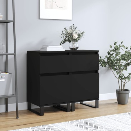 vidaXL Sideboards 2 Stk. Schwarz 40x35x70 cm Holzwerkstoff