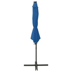 vidaXL Ampelschirm mit Mast und LED Azurblau 300 cm